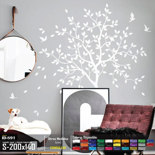 Vinilos Decorativos Arbol Cayendo Hojas Con Pajaritos