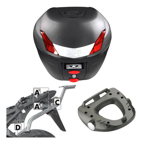 Baul Trasero 34 L Con Soporte Kawasaki Ninja 250 2008 A 2012