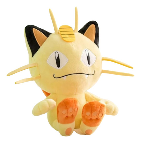 Peluche De Gatito Pokemón Meowth 25 Cm X 20 Cm Color Crema