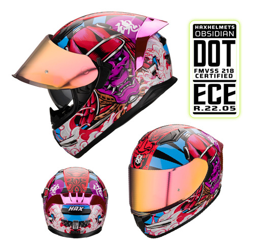 Hax Helmets. Casco Certificado Dot + Ece. Obsidian Samurai