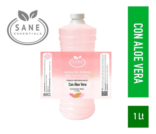 Agua De Rosas Con Áloe Vera Tónico 1 Litro Natural Y Puro Tipo De Piel Todo Tipo De Piel