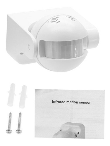 Sensor De Movimiento Infrarrojo Pir 180º Ip44 Para Exterior