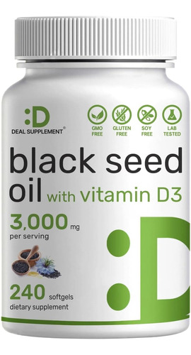 Black Seed Oil 3000mg  240 Softgels Apoyo Inmunológico 