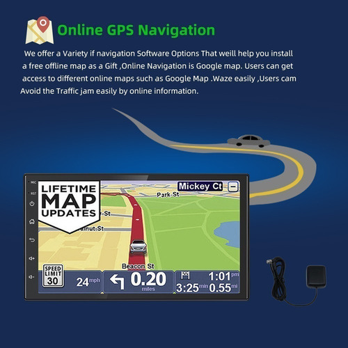 2g+32g 7 Pulgadas Coche Estereo Android Gps Doble Din Camara