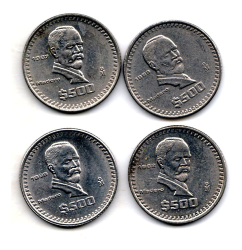 Moneda 500 Pesos Madero Lote  1986 1987 1988  1989  4 Piezas