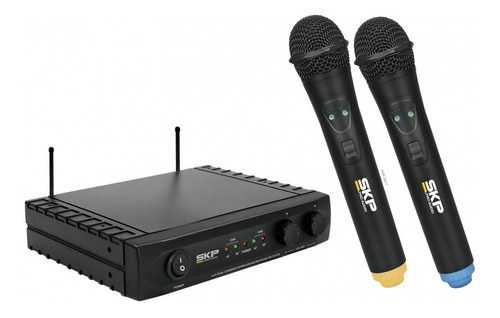 Microfone Sem Fio Duplo De Mão Skp Uhf261