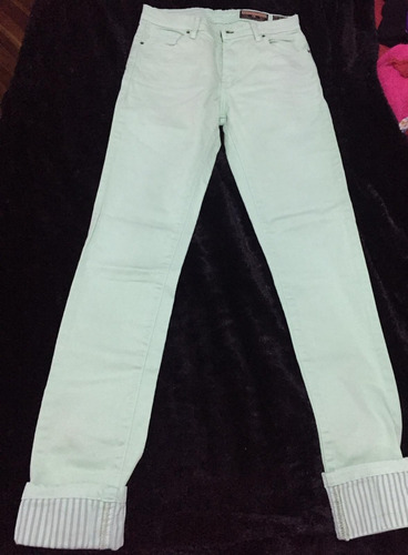 Pantalon Verde Tipo Jean Uniform Talle 27 Impecable