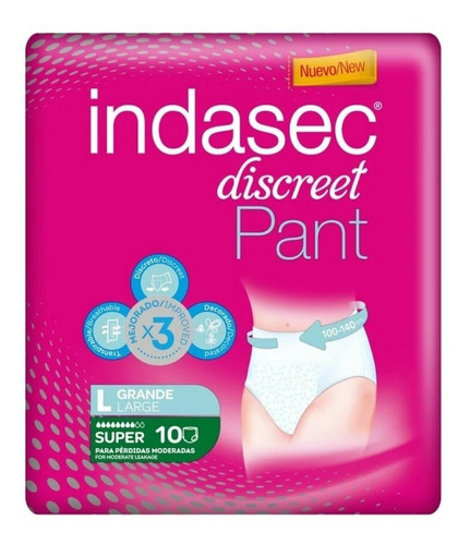 Indasec Discreet Pant Plus Talle L Ropa Interior 12 Unids