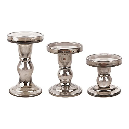 Set De 3 Portavelas De Cristal, Soporte De Velas De Cri...