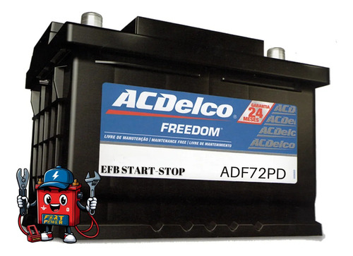Bateria De Carro Acdelco 72ah Start-stop Sem Troca - Adf72pd