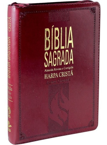Bíblia Sagrada Harpa Cristã Letra Grande Vinho   Rc