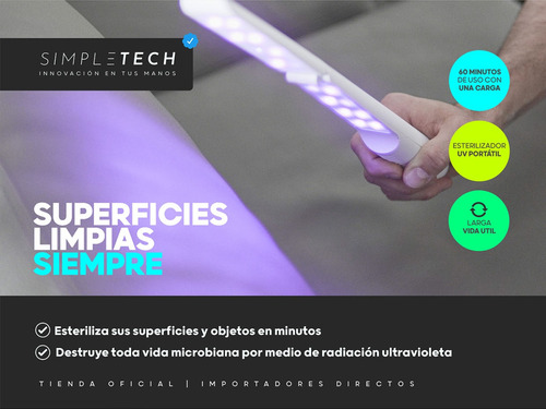 Imagen 2 de 6 de Lampara Desinfectante Uvc Portatil Ozonizador Sanitizante