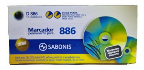 Marcador Para Cd Sabonis D886 Permanente 2 Puntas Caja Con