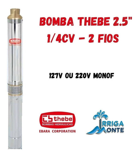 Bomba Submersa Caneta Palito Thebe/ebara 2.5bps2/08 - 1/4cv