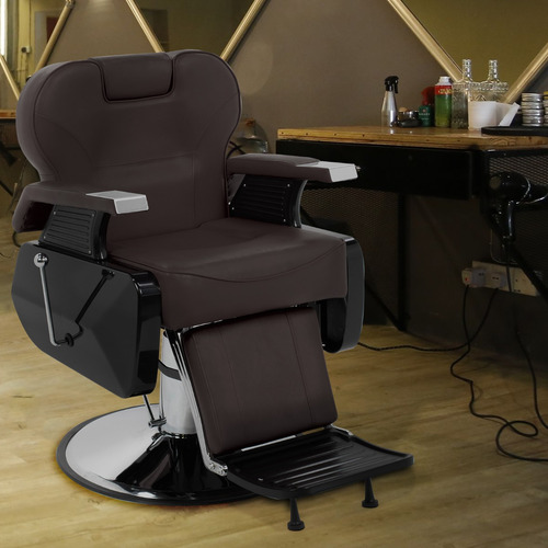 Sillon Corte Barbero Reclinable Hidraulico Tipo Peluqueria Color Café