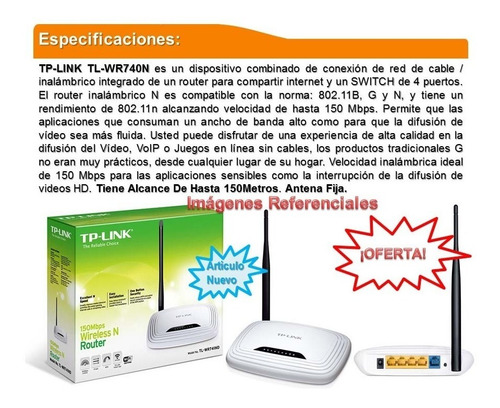 Router Inalambrico Tp-link Tl-wr740n 150mbps 4puertos Lan
