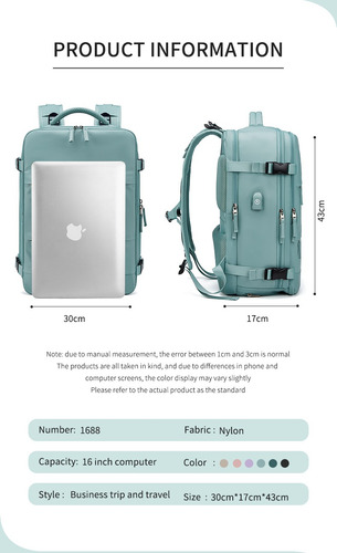 Mochila Viaje De Mano Carry On Equipaje Cabina Avion Viral Rosa Liso