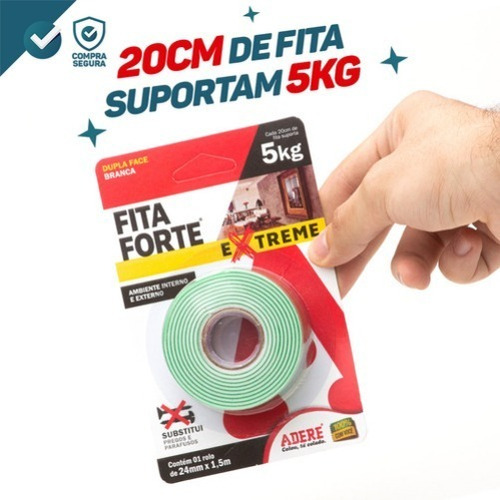 Fita Banana Espuma Dupla Face 24mm X 1,5m Fita Forte Extreme