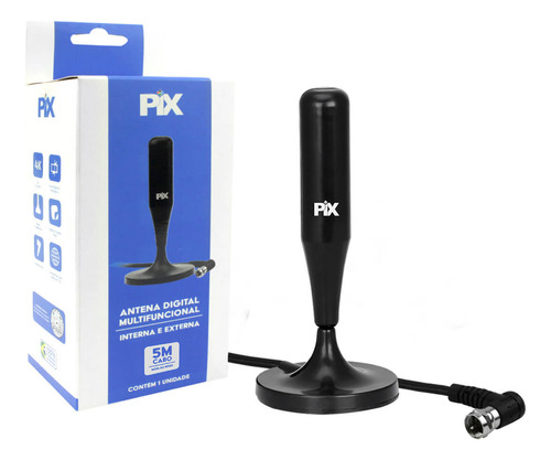 Antena De Tv Hd Smart Led Lcd 4k 5m C/ Imã Interno - Externo