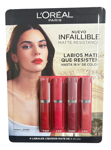 Kit Labiales Liquidos Mate Loreal 4pz Gama De Rojos