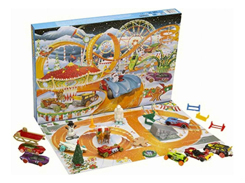 Hot Wheels Advent Calendar, 8 Holiday-themed Toy Cars Plus