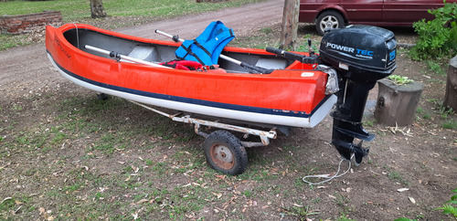 Canobote Largo 3.85mt 2 Tambuchos Motor 15hp Chalecos Remos