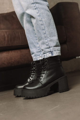 Borcegos Mujer Cuero Taco Alto Plataforma Botas Moda Romi