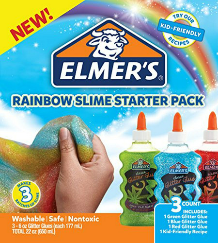 Elmer Rainbow Slime Starter Kit Con Pegamento De Brillo Verd