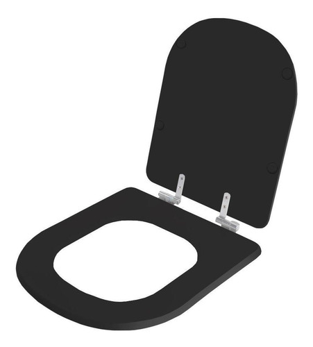Tampa De Vaso Com Amortecedor Etna Preto Para Bacia Icasa