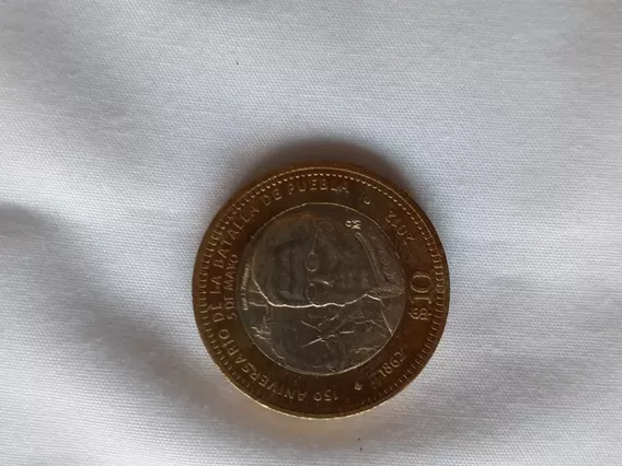 Moneda $10 Aniversario De La Batalla De Puebla