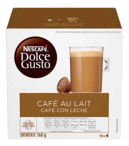 Capsulas Dolce Gusto Nescafe Cafe Con Leche 16 Capsulas