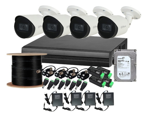 Kit Cctv 4 Camaras Circuito Cerrado Dahua Bullet 4k 8mpx 6tb