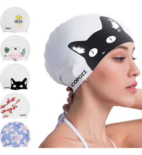 Copozz Gorro De Natación Para Mujer, Gorro De Baño De Silico