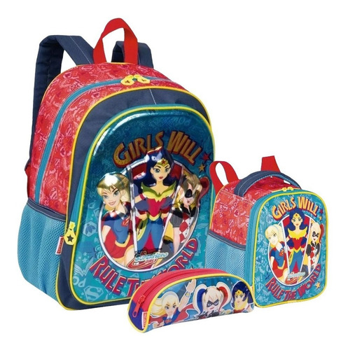 Kit Mochila Costas G Super Hero Girls 19x 3d Sestini 2019