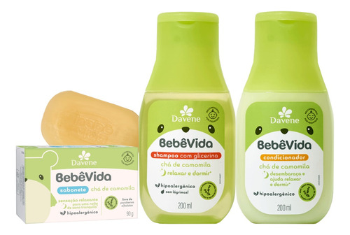  Shampoo+condicionador+sabonete Vegetal Camomila Bebe Vida