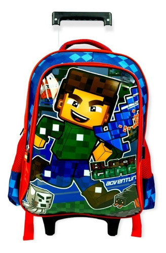 Mochila Rodinha Escolar Infantil Tam Grande Block Game Cor Vermelho