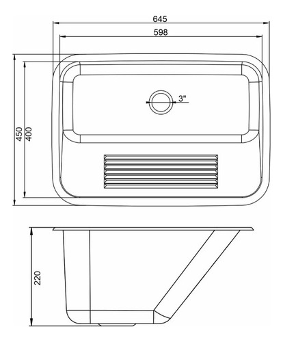Tanque Inox 304 Grande 60x40x22cm Fosco Ghelplus Acetinado