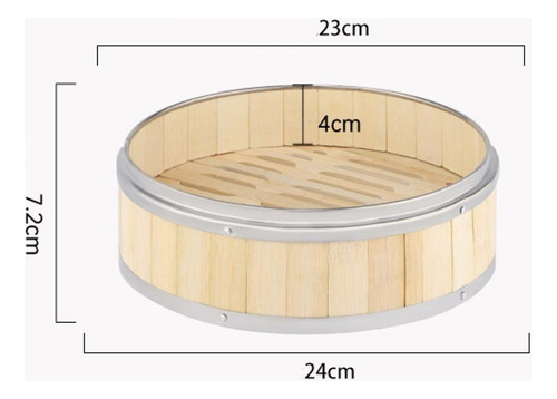 Cesta De Bambú Para Cocinar Al , Vaporera Para 24 Cm