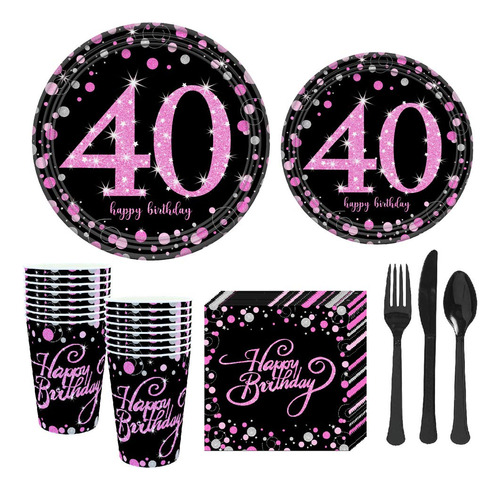 40th Birthday Party Supplies Set Serves 16 Guests(112 P...