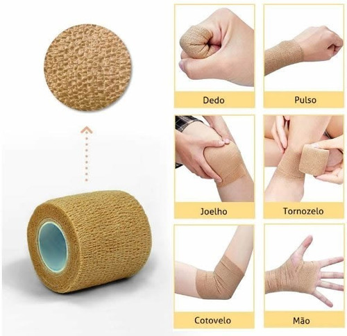 4un. Bandagem Elástica Adesiva Flexível S/ Látex 10cm X 4,5m