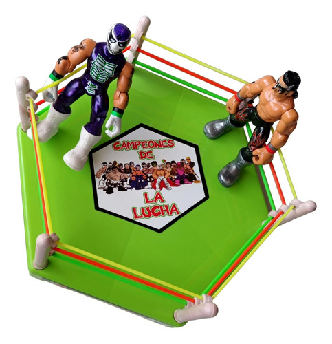 Ring Hexadrilatero + 2 Luchadores Patones - Lucha Libre