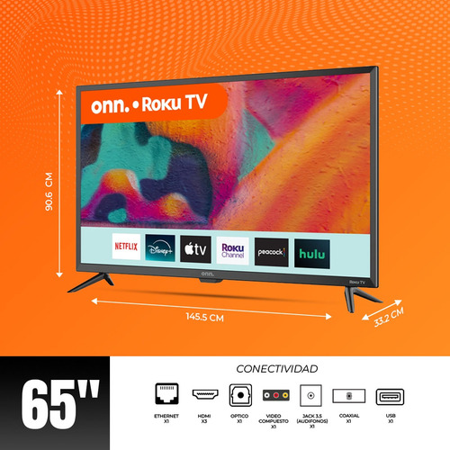Smart Tv Onn 100012587 Pantalla 65'' 4k 2160p Uhd Hdr (Reacondicionado)