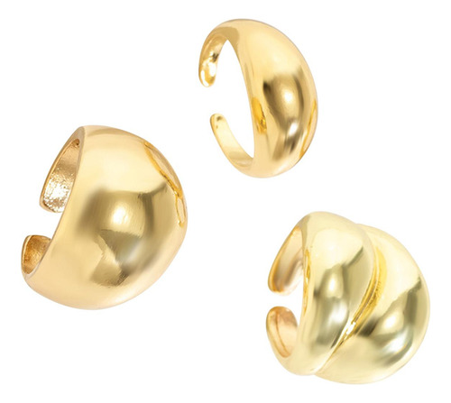 3 Uds Anillos Abiertos Anillos De Mujer Moda Geométrica Oro