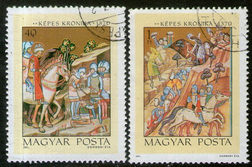 Hungría 2 Sellos Historia De Hungría En Miniaturas Año 1971 