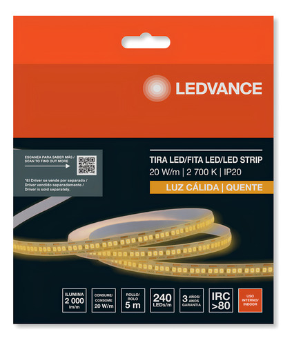 Kit 4 Fita Led Smd 2835 5m 20w/m 2000 Lm/m Ip20 12v Ledvance