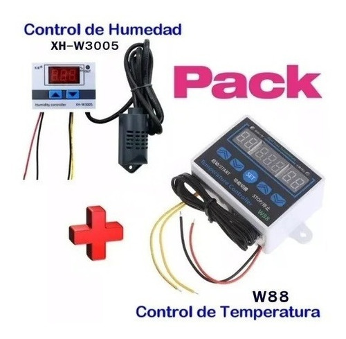 Controlador Temperatura W88 + Control Humedad Digital W3005