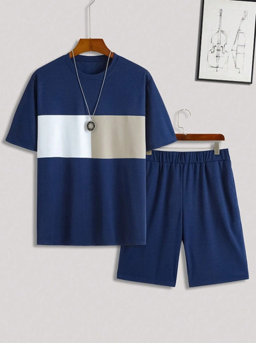 Conjunto De Camiseta Y Pantalón Corto Para Hombre Estampado