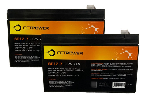 Kit 2 Peças Getpower 7ah 12v Cerca Elétrica Industrial 