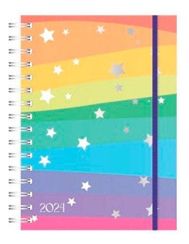 Agenda 16x22 Rainbow 144 Paginas Espiral Colegio Ag24b004 Año 24 Portada - A