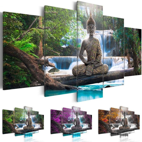 Juego De 5 Lienzos De Pintura De Paisaje De Buda Zen Moderno